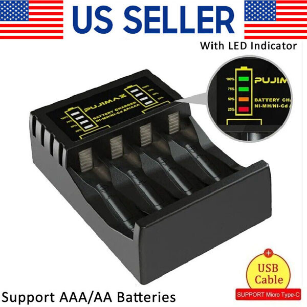 Intelligent Battery Charger 4 Slot For AA AAA NI-CD NI-MH Rechargeable Batteries