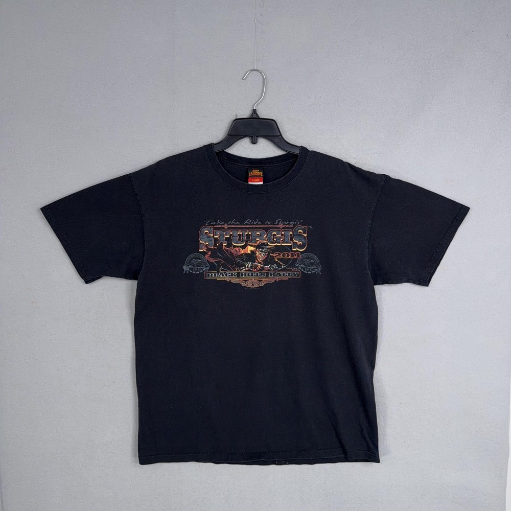 Hot Leathers Shirt Mens XL Black Sturgis 2011 Black Hills Rally Skull Biker Tee