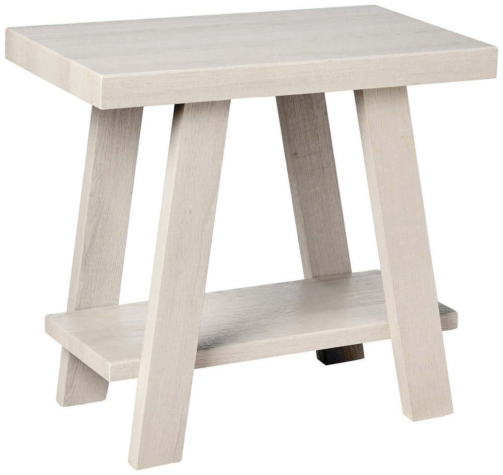 Athens Contemporary Wood Shelf Side Table, White