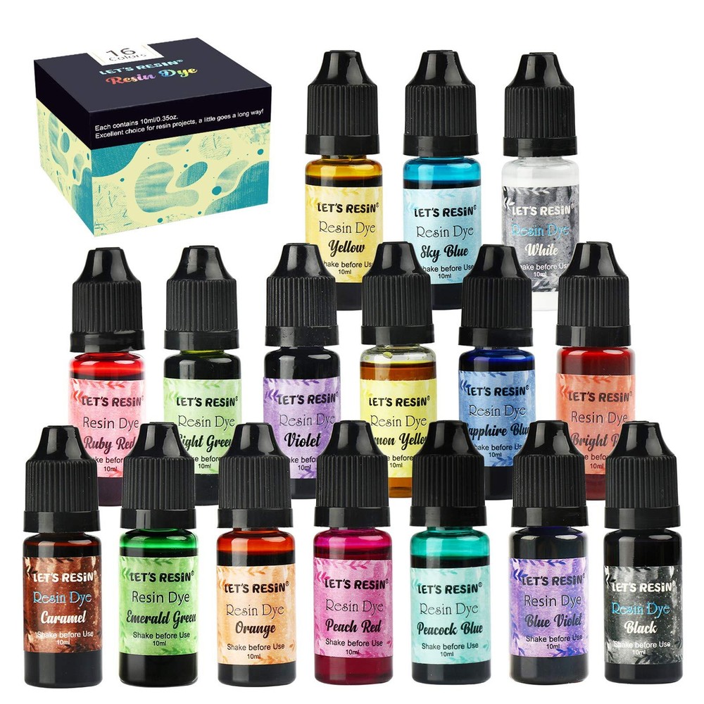 16-Color Epoxy Resin Pigment Dye Set 0.35oz for Jewelry Crafts & DIY Projects