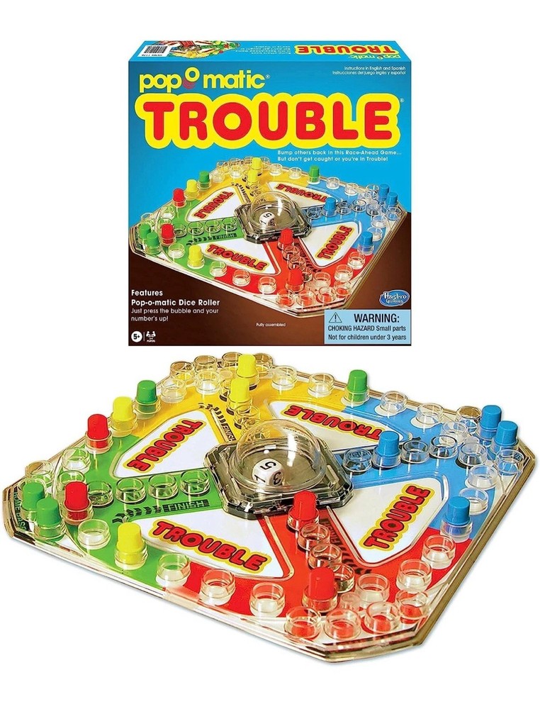 Pop-O-Matic Trouble Board Game - Family Game Night Kids Adults Original Classic