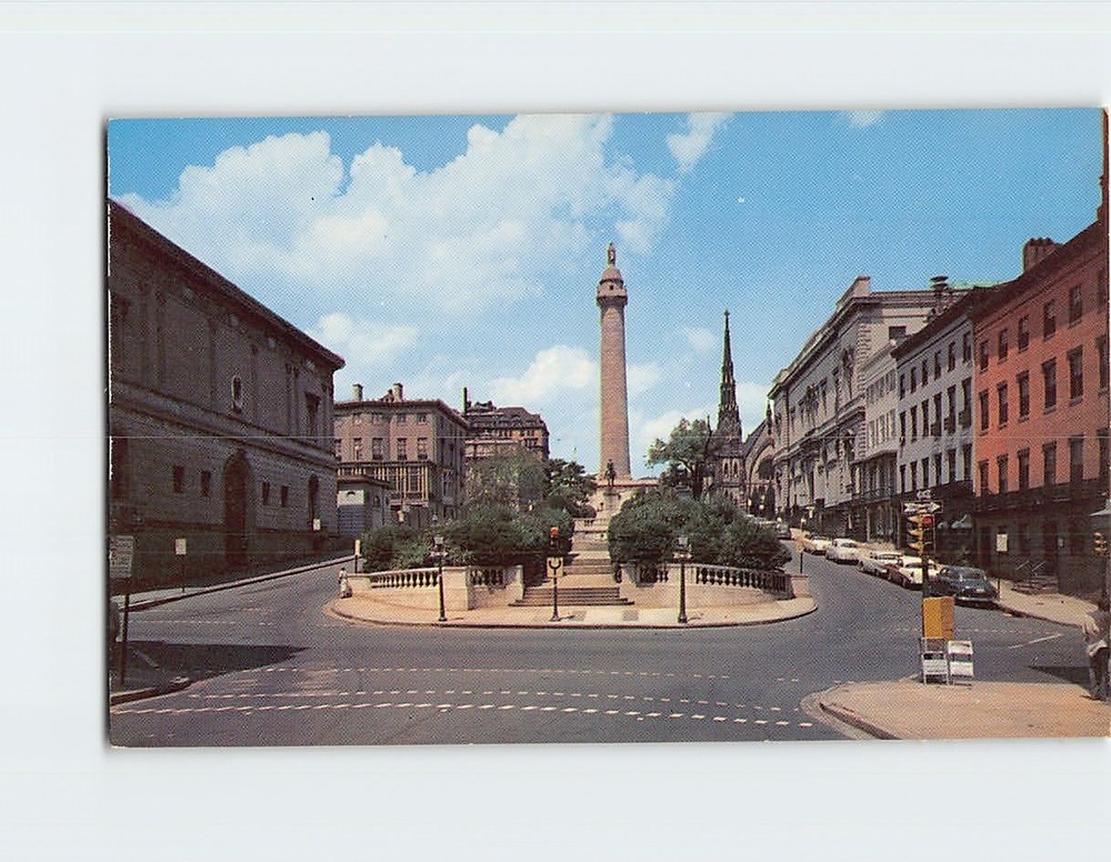 Postcard Washington Monument And Mt. Vernon Place Baltimore Maryland USA