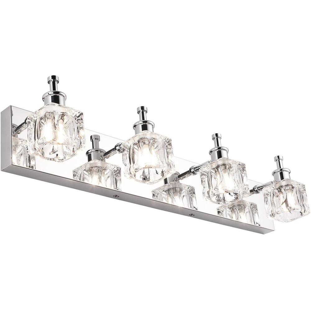 PRESDE Bathroom Vanity Light Fixtures Over Mirror Modern LED 4 Lights Chrome ...