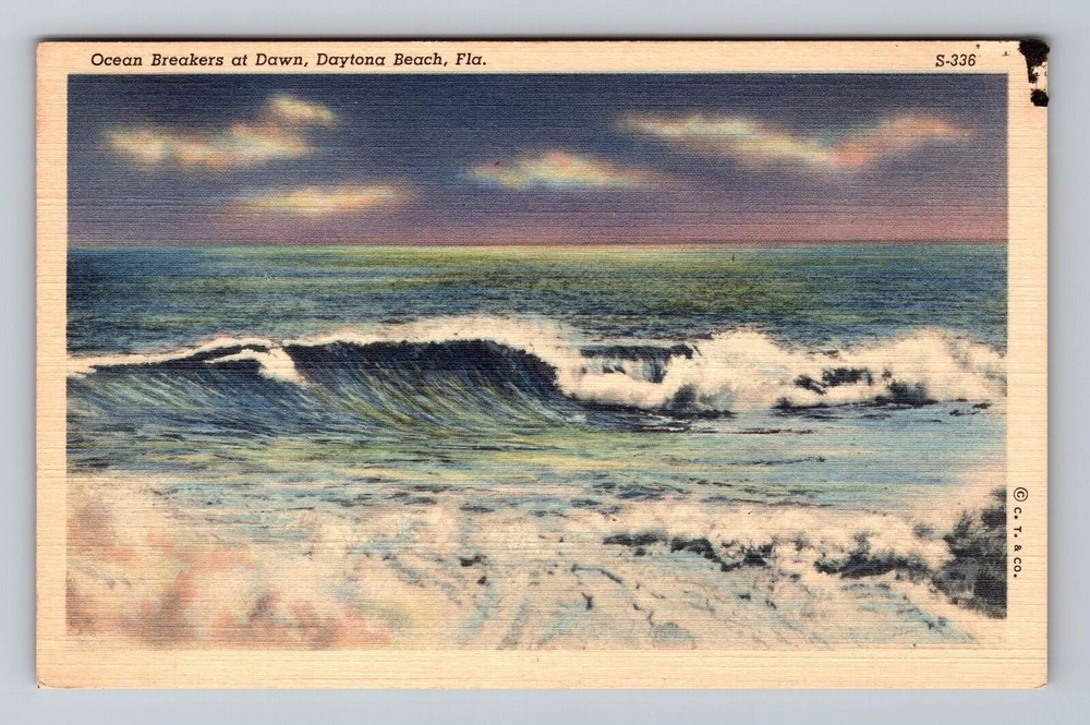 Florida FL Daytona Beach Ocean Breakers At Dawn Vintage Postcard