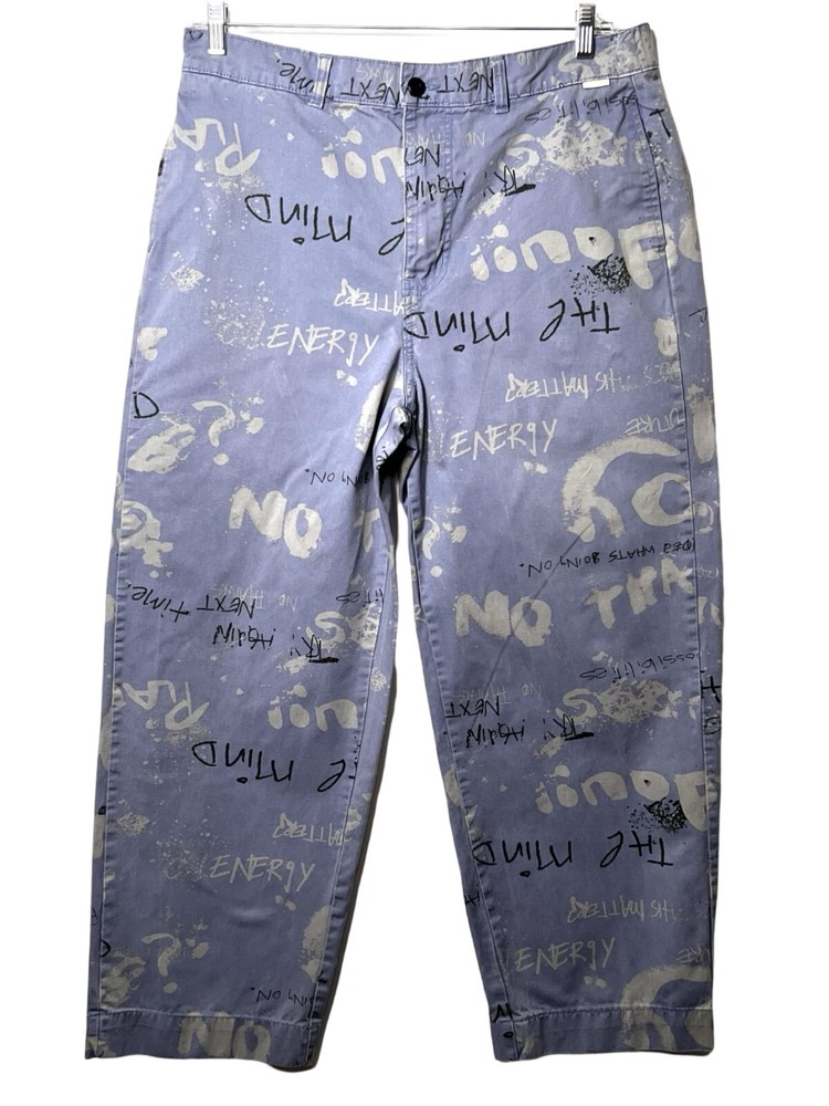 Urban Outfitters Pants Mens Size L Purple Gray Graffiti Chino Baggy Loose Zip
