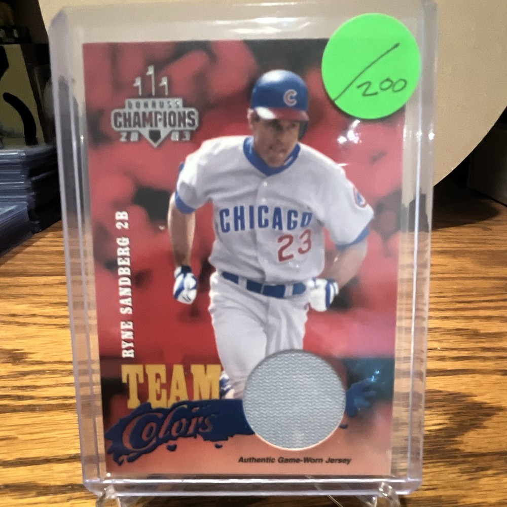2003 Donruss Champions Team Colors /200 Ryne Sandberg authentic game worn. Rare