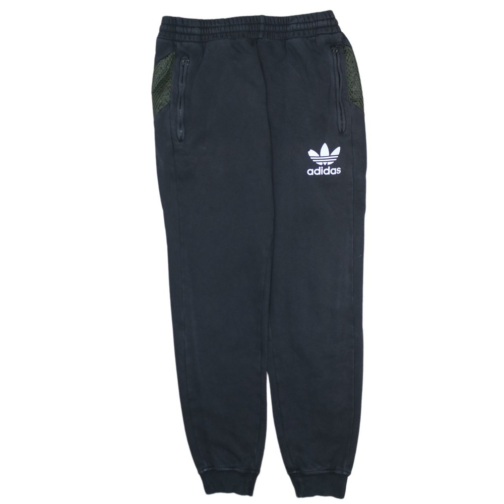 Adidas Mens Joggers Black Trefoil Logo Zip Pockets Elastic Cuffed Sweat M