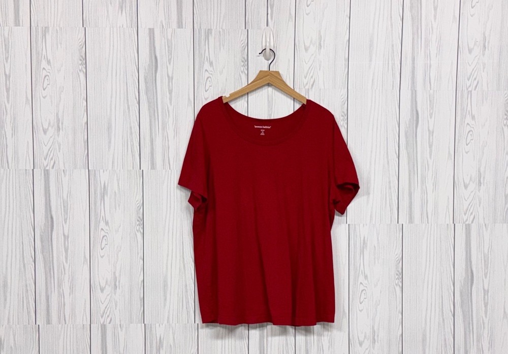 Woman Within t shirt womens size 1x short sleeve round neck solid red cotton