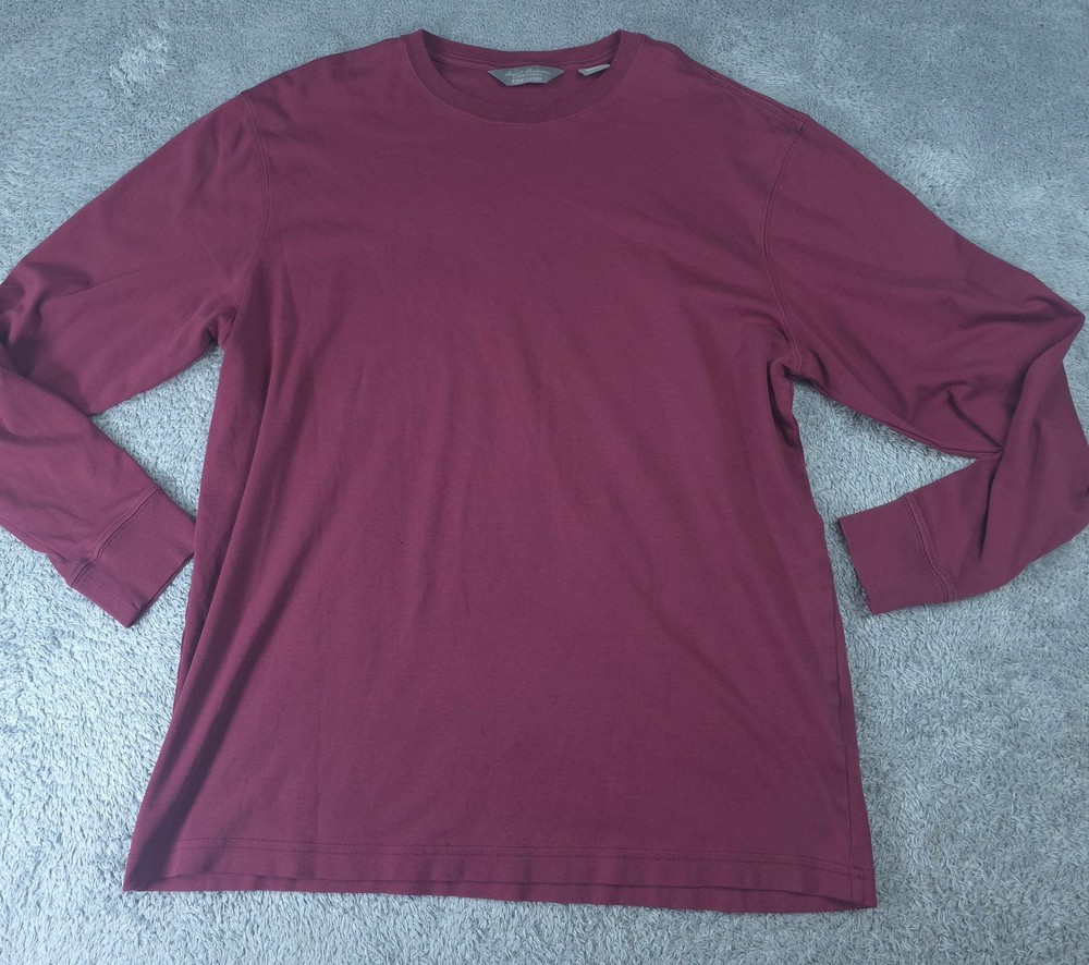Daniel Cremieux Shirt Mens Large Red Pima Cotton Long Sleeve Crewneck Tee Casual