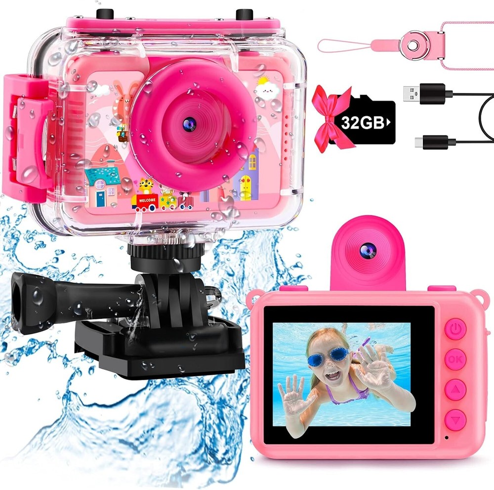 Kids Waterproof Camera - Underwater Camera Birthday Gifts for Girls Boys Child