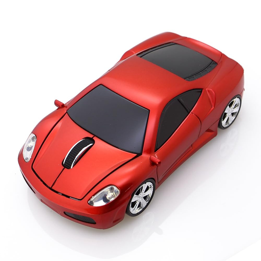 Sleek Sport Car-Shaped Wireless Optical Mouse with USB 2.4Ghz Ergonomic Design
