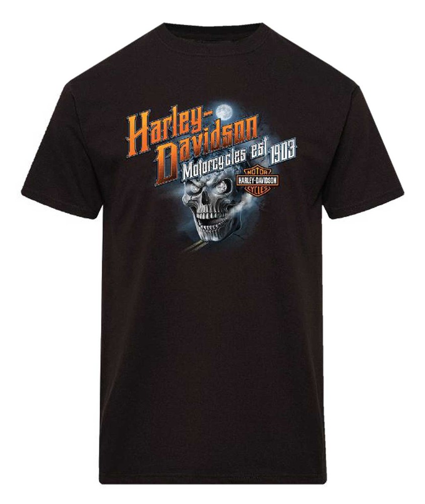 Harley-Davidson Men's Haunted Skull Crew-Neck Short Sleeve T-Shirt, Black