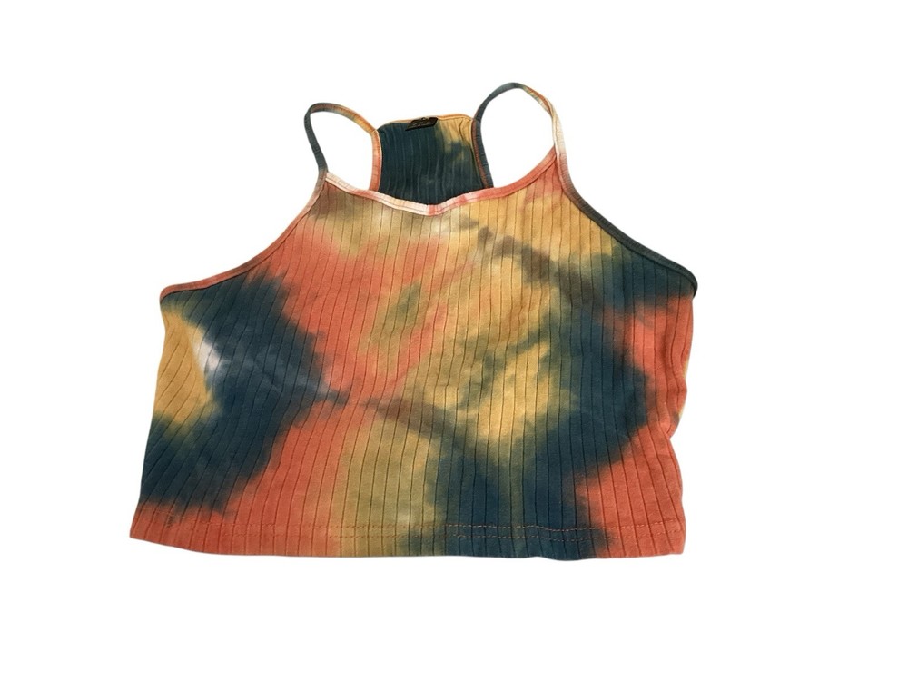 SHEIN Colorful Tie Dye Cropped Halter Tank Top Size XL (US 12-14) Y2K Aesthetic