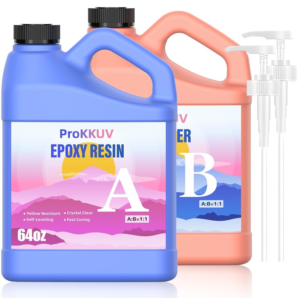 1 Gallon Crystal Clear Epoxy Resin Kit - Bubble Free & Non-Yellowing