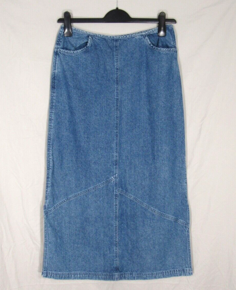 Vtg Y2k CHRISTOPHER & BANKS Denim COTTAGE PRAIRIE WESTERN Blue Jean MAXI SKIRT 6