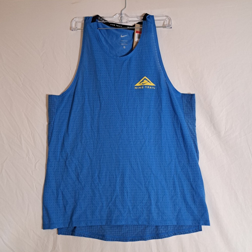NWT Nike Trail Men's Large Dri-Fit Solid Blue Tank Top Shirt FJ5336-435 NEW