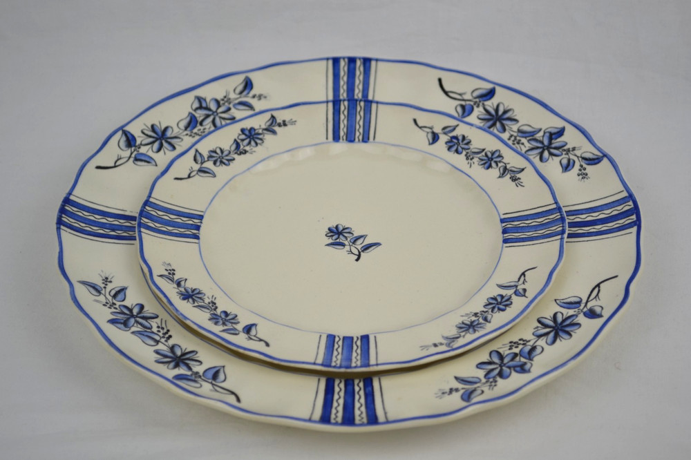 Set of 2 Plates 1938 Gio Ponti Elissa Richard Ginori Pre-War Ivory Cobalt 7
