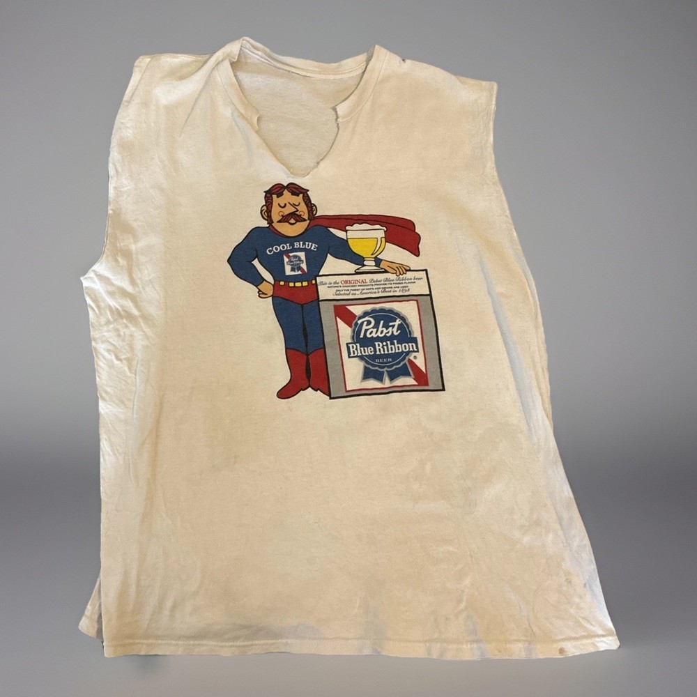 Vintage Pabst Shirt Large PBR Blue Ribbon Beer Ringer Tee 70s Promo Mens XL