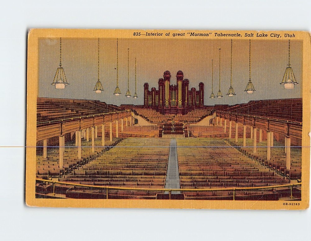 Postcard Interior of Great Mormon Tabernacle Salt Lake City Utah USA