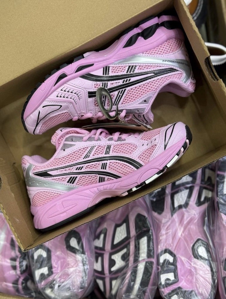 ASICS Pink Black Silver Mesh Lace Up Men's Breathable Running Sneakers