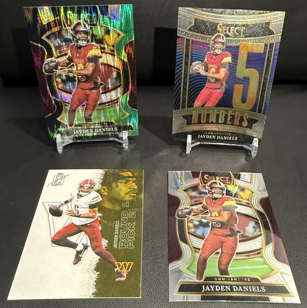 Jayden Daniels Commanders Panini Select/Topps Signature Class 2025 4-Card Lot