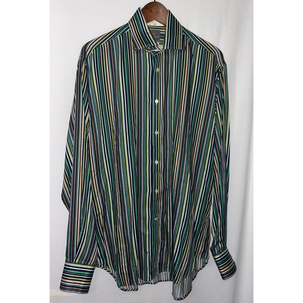 Thomas Dean Shirt Mens L/G Long Sleeve Button Down Striped Dress Casual