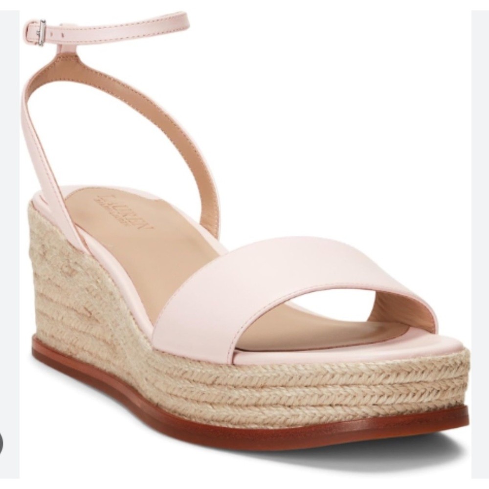 Lauren Ralph Lauren Leona Espadrille Wedge Sandals in Pink Opal Size 8