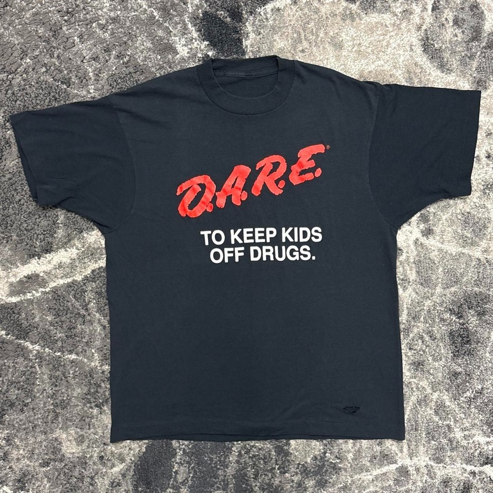 Vintage DARE Shirt Mens Medium 80s 90s Single Stitch Keep Kids Off Drugs Black