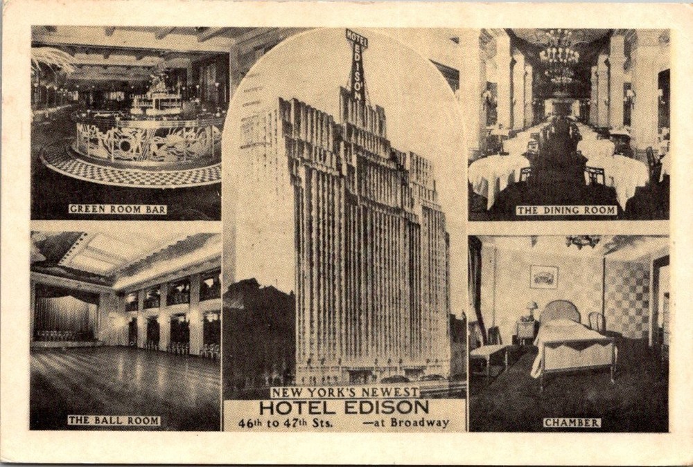 Vintage 1955 Hotel Edison NYC Postcard - Multi-View New York City