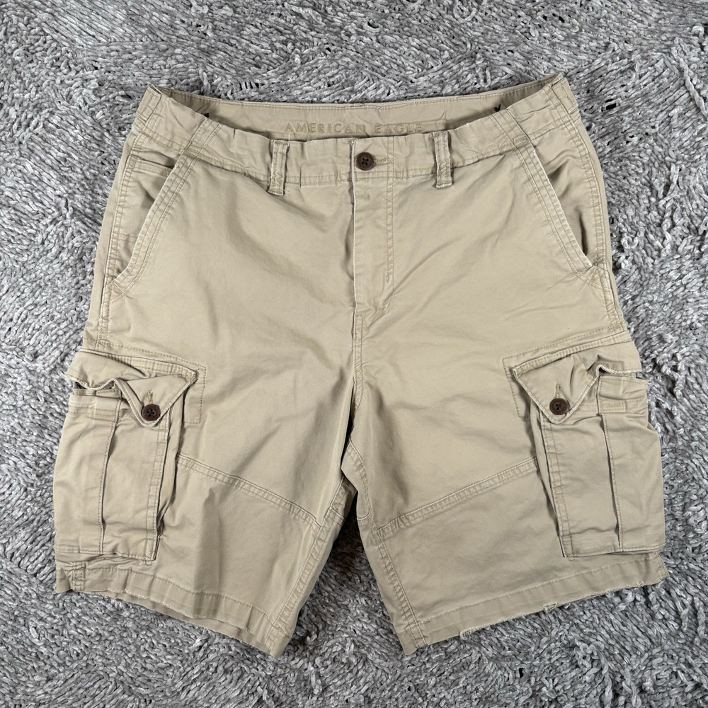 American Eagle Flex Cargo Shorts Men's Size 36 Classic Fit Beige Utility Stretch