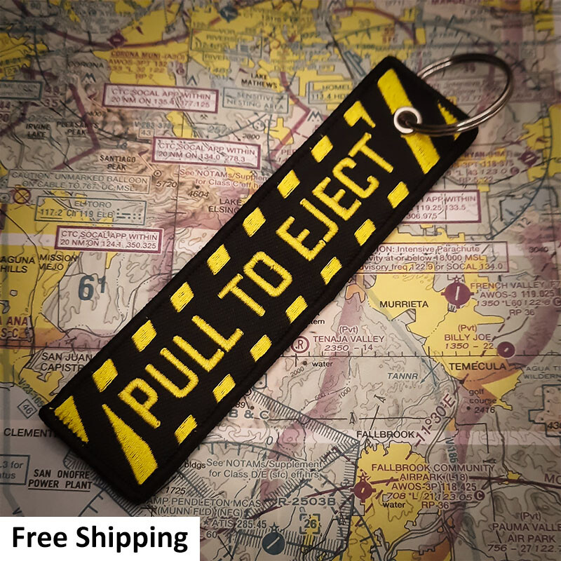 Pull To Eject Fighter Pilot Military Keychain Flight Car Jet Tag F-22 F-15 F-18