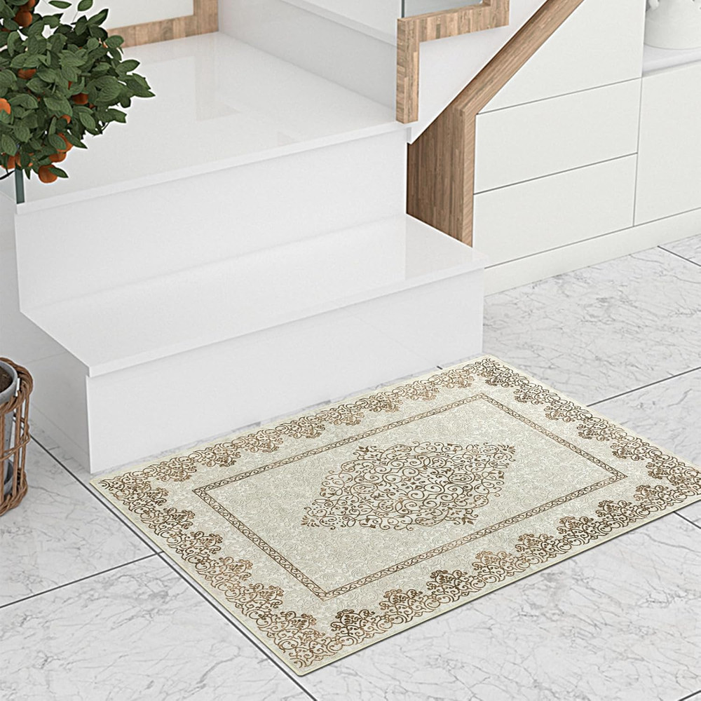 Boho Neutral Area Rug 2X3 Washable Entryway Rugs Front Door Mat Indoor Entrance