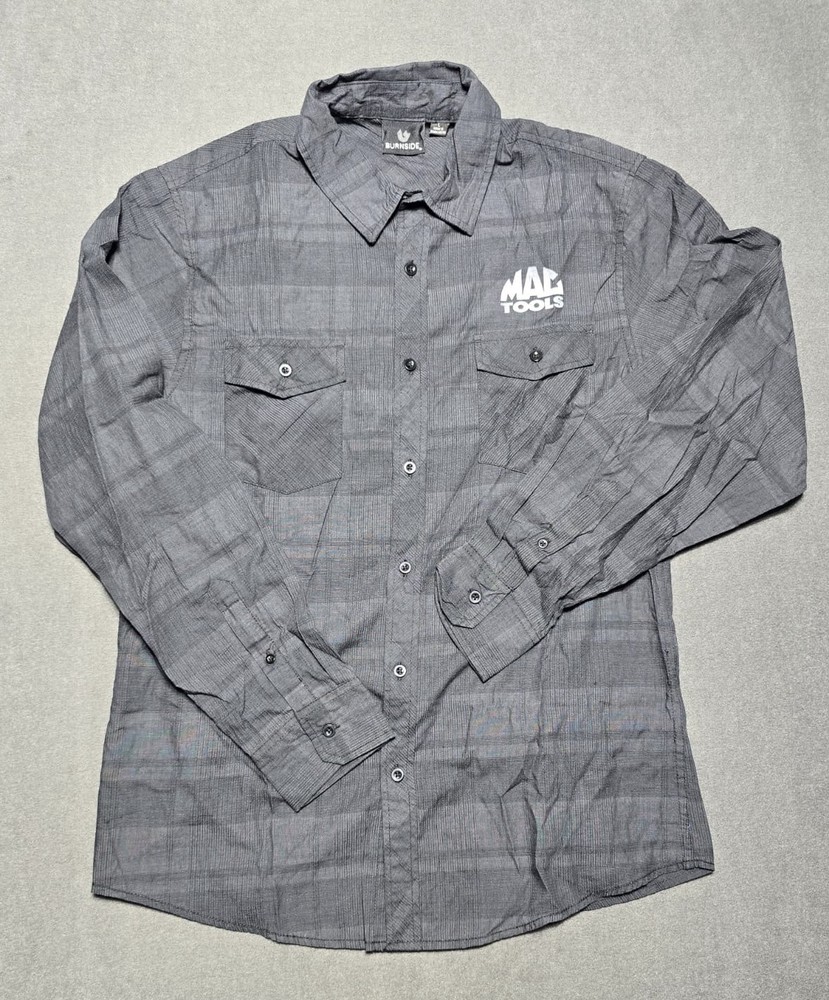 Burnside MAC TOOLS Button Down Long Sleeve Black Shirt Mens Large Trucking Truck