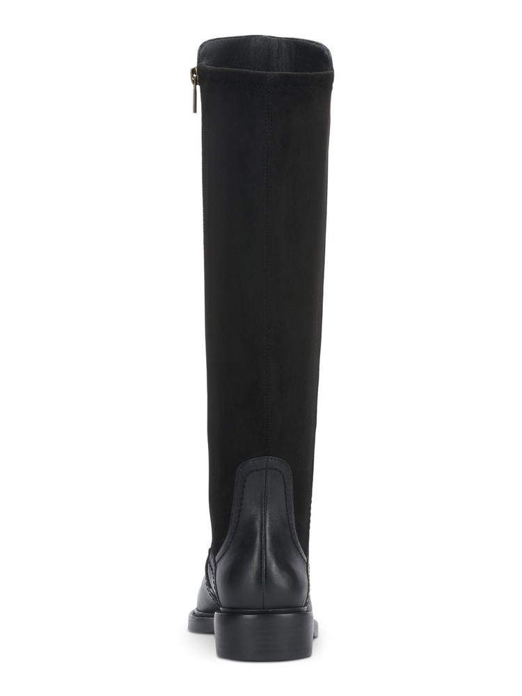 LUCKY BRAND Womens Brown Mixed Media Quenbe Toe Block Heel Riding Boot 7.5 M
