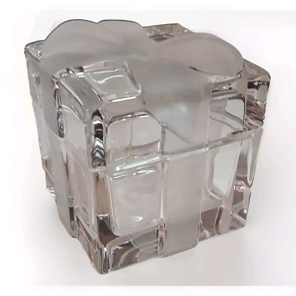 Tiffany and Co Crystal Present Jewelry Box Christmas  Signed Chipped