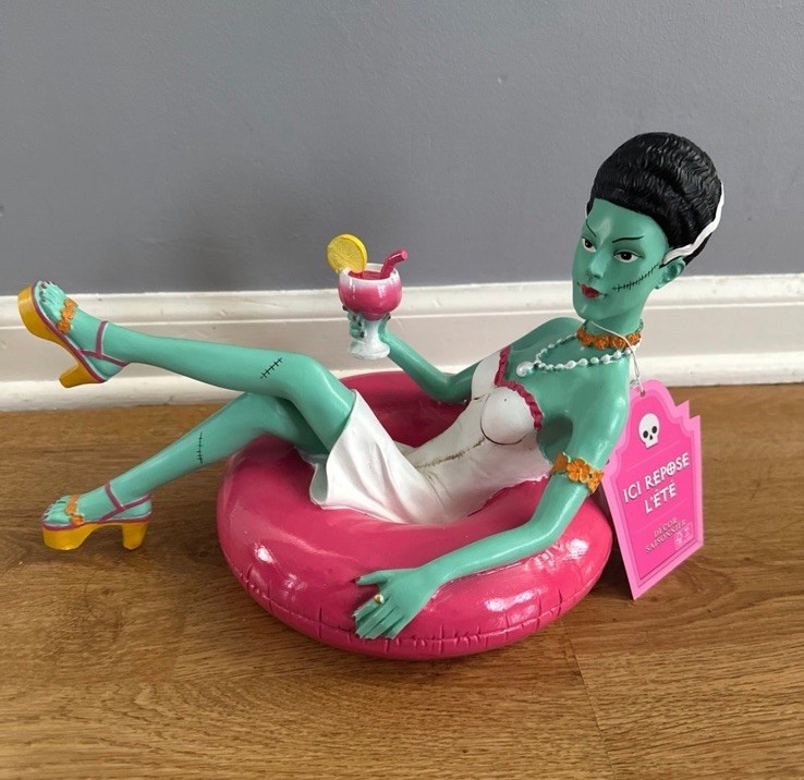 Spooky Summerween Frankenstein Bride Pool Float Drink Holder Statue