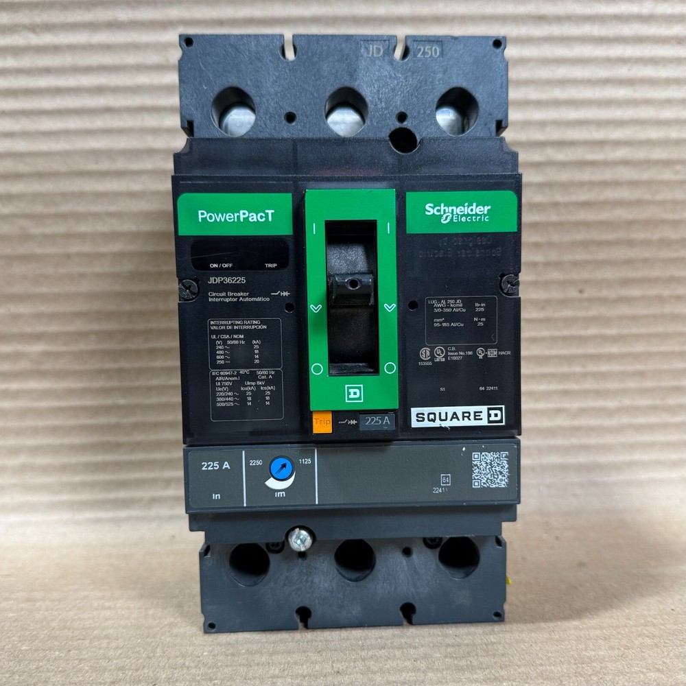NEW Square D JD JDP JDP36225 3 Pole 225 Amp 600V PowerPact Circuit Breaker NTO