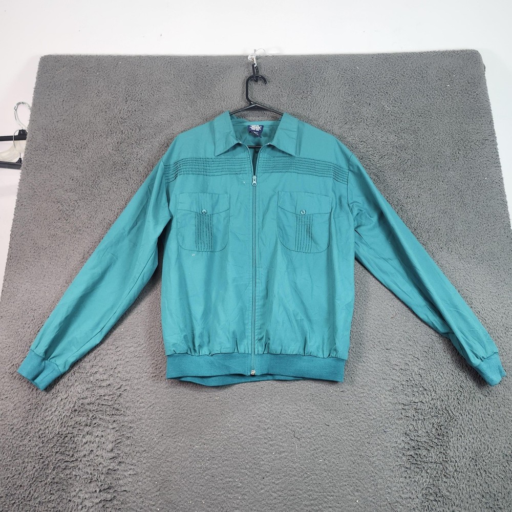John Blair Jacket Mens Medium Green Bomber Full Zip Lightweight Casual Spring
