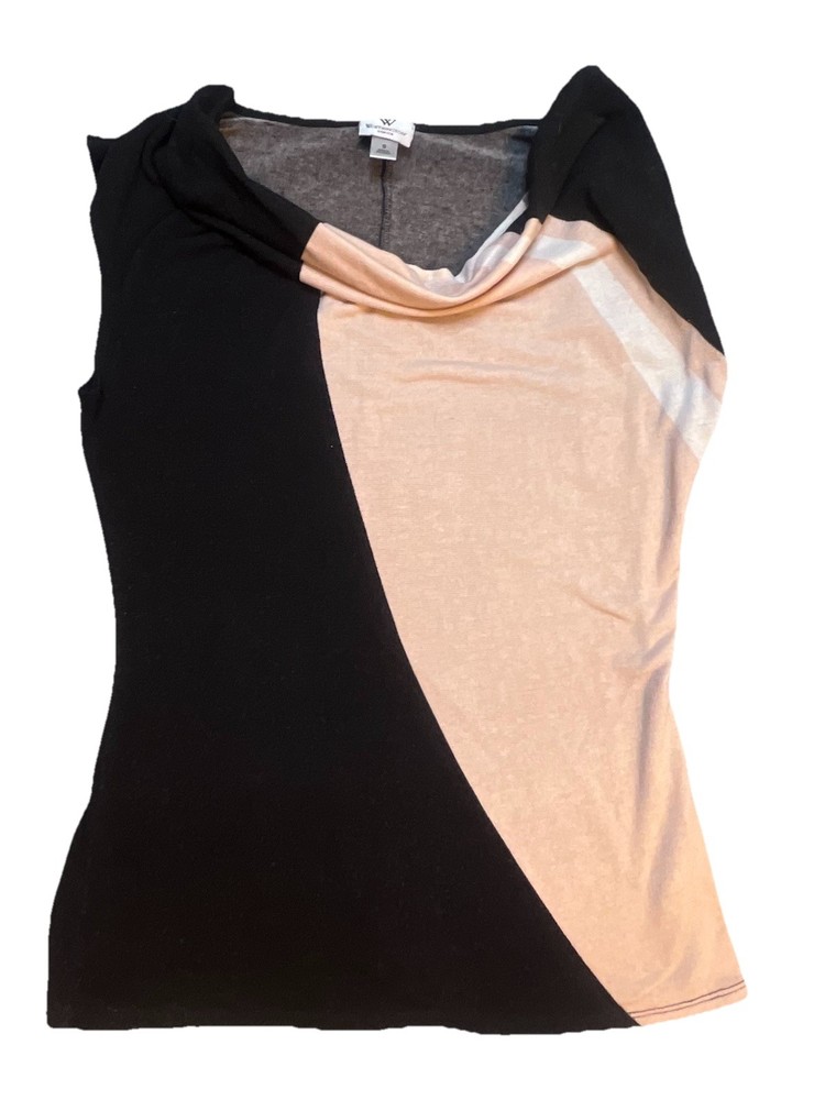 Worthington Sleeveless Blouse Womens Size Small Black And Tan
