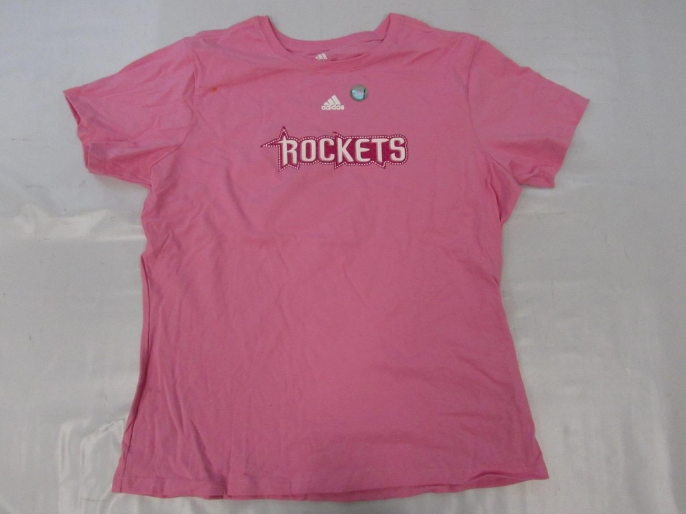 New (Minor Flaw) Houston Rockets Womens Size XL X-Large Pink Adidas T-Shirt