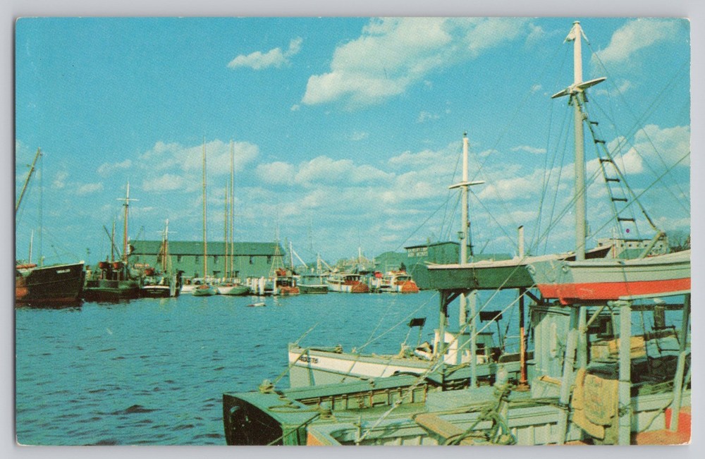 New Bedford MA Massachusetts Fishing Boats and Yachts Vintage Postcard