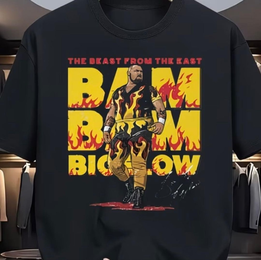 Crusher Bam Bam Bigelow WWE T-Shirt XL Black Cotton New Unused