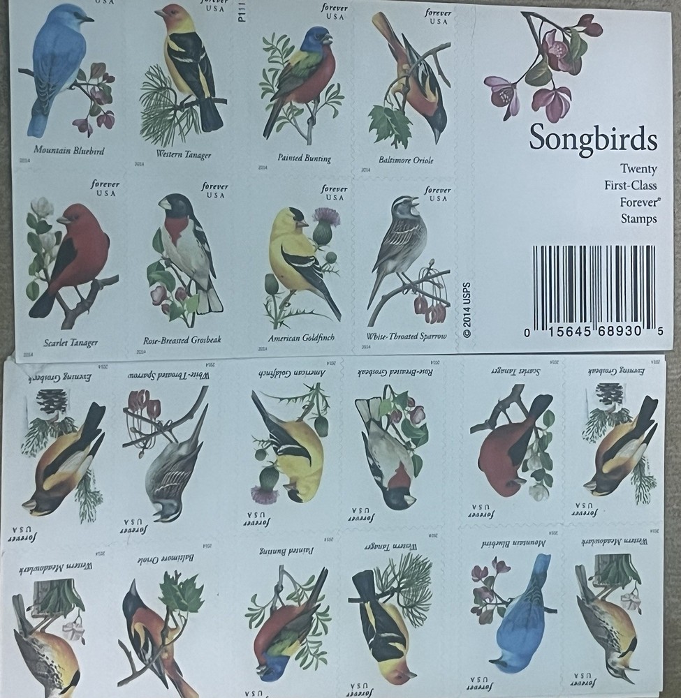 New Book of 20 Stamps - “Songbirds” – Aviary Invitation Stamps 2014