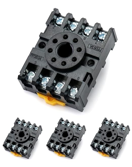 8-Pin 600V 10A Octal Relay Socket with Pressure Clamp Screw, 4-Pa Size: 4 Pack