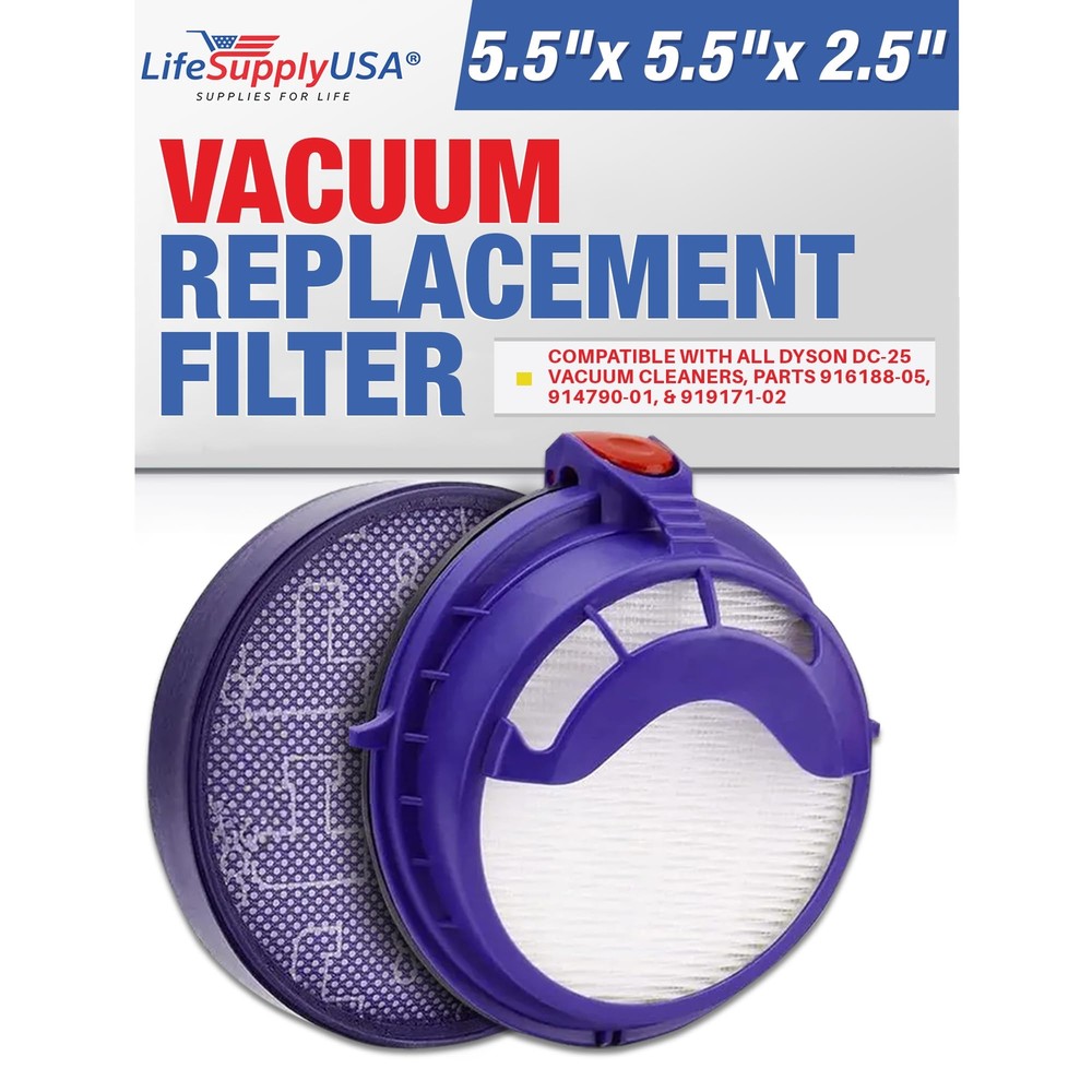 HEPA Post-Motor and Pre-Motor Filter Kit Replacement Washable Reusable for Vacuum Cleaners