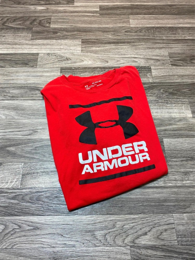 UNDER ARMOUR Heat Gear Graphic Print Crew Neck Red T-Shirt Men's Size 3XL