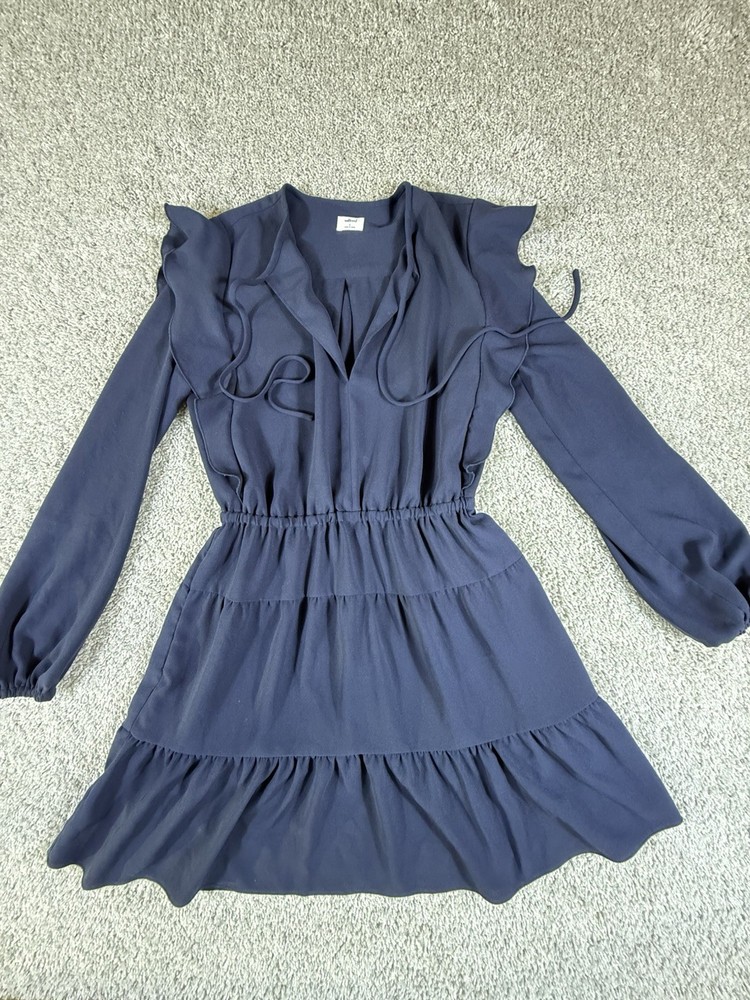Aritzia Wilfred Free Lune classy navy blue satin puff sleeve wrap dress Small