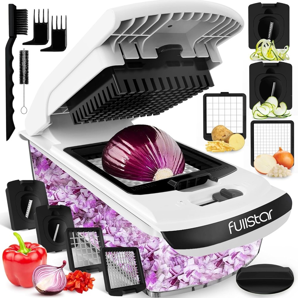 Efficient Vegetable Chopper with Slicer and Spiralizer for Onions & More