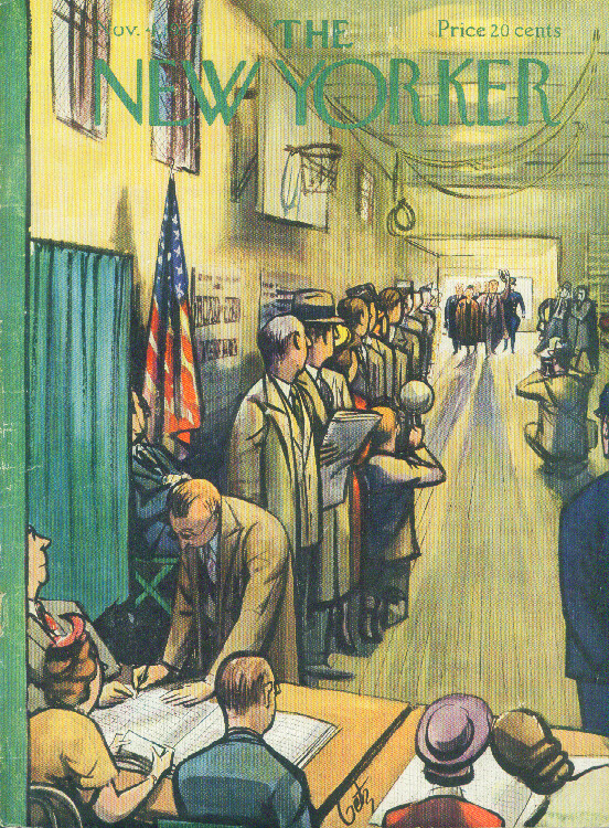 New Yorker cover Getz politico comes to vote 11/4 1950