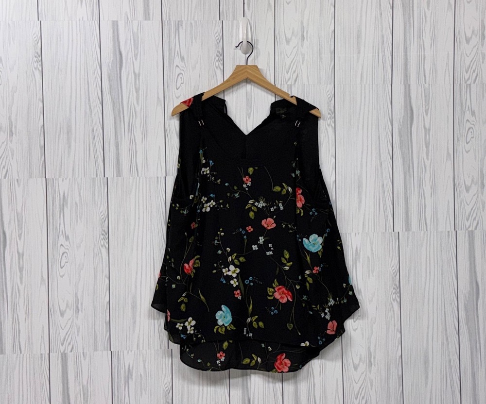 Worthington blouse womens size 3x sleeveless black patterned top